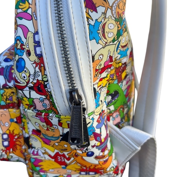 Retro Loungefly Nickelodeon Nick 90'S Rewind Gang Print allover Mini Backpack - Picture 9 of 14